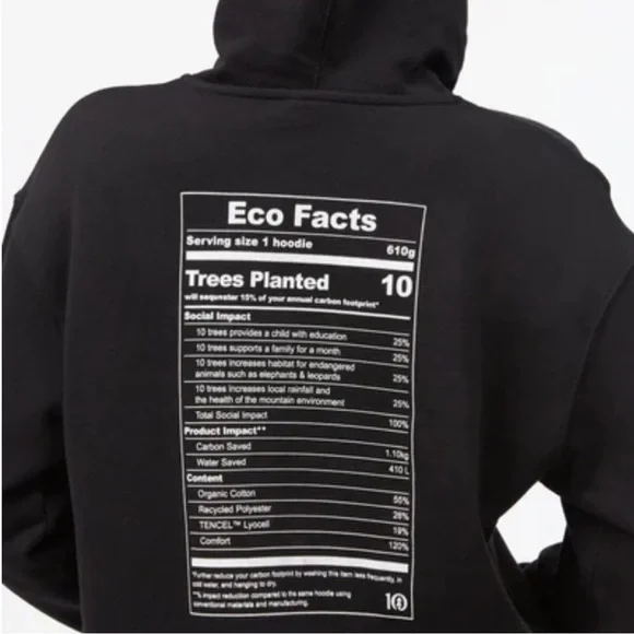 Ten Tree Eco Facts Oversized Hoodie Sz. Medium *LIMITED EDITION* - Picture 6 of 9